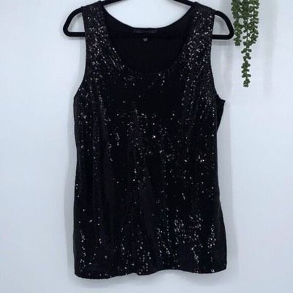 Jones New York Signature XL Sequin Shell Tank Top Dressy Black - Picture 1 of 10